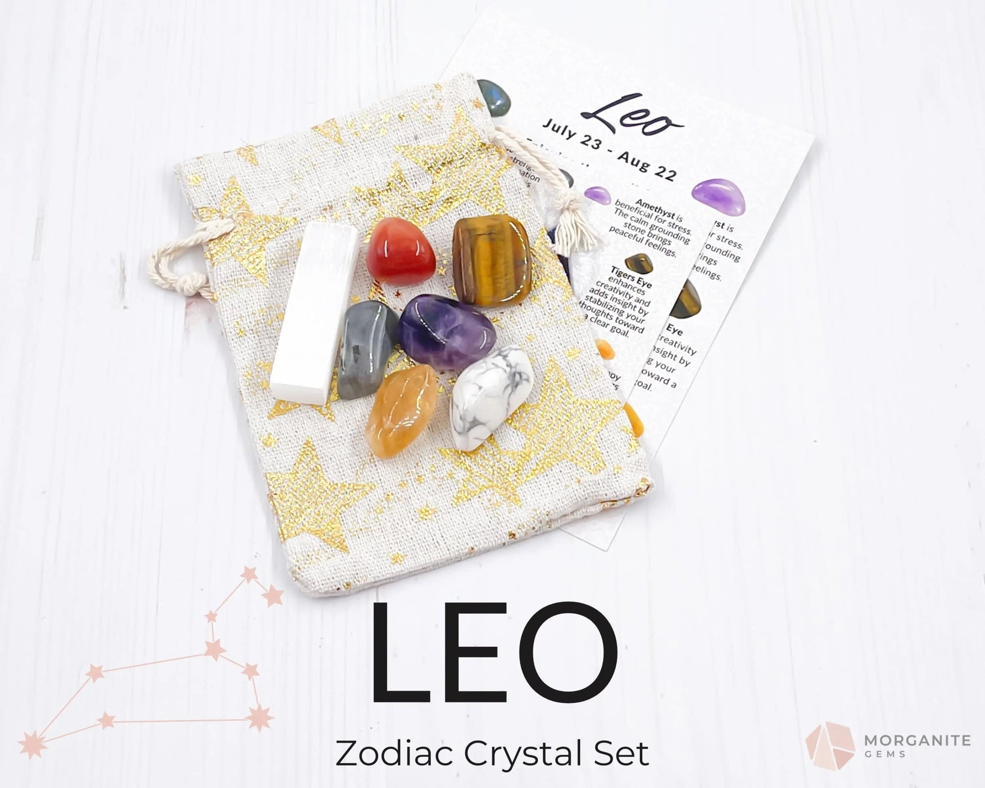 Leo Crystal Set-Morganite Gems