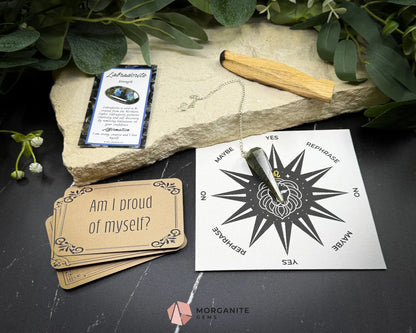 Leo Pendulum Set – Astrology Crystal Divination Kit with Zodiac Mat Gift Box & Confidence-Boosting Energy Tools