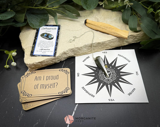 Leo Pendulum Set – Astrology Crystal Divination Kit with Zodiac Mat Gift Box & Confidence-Boosting Energy Tools