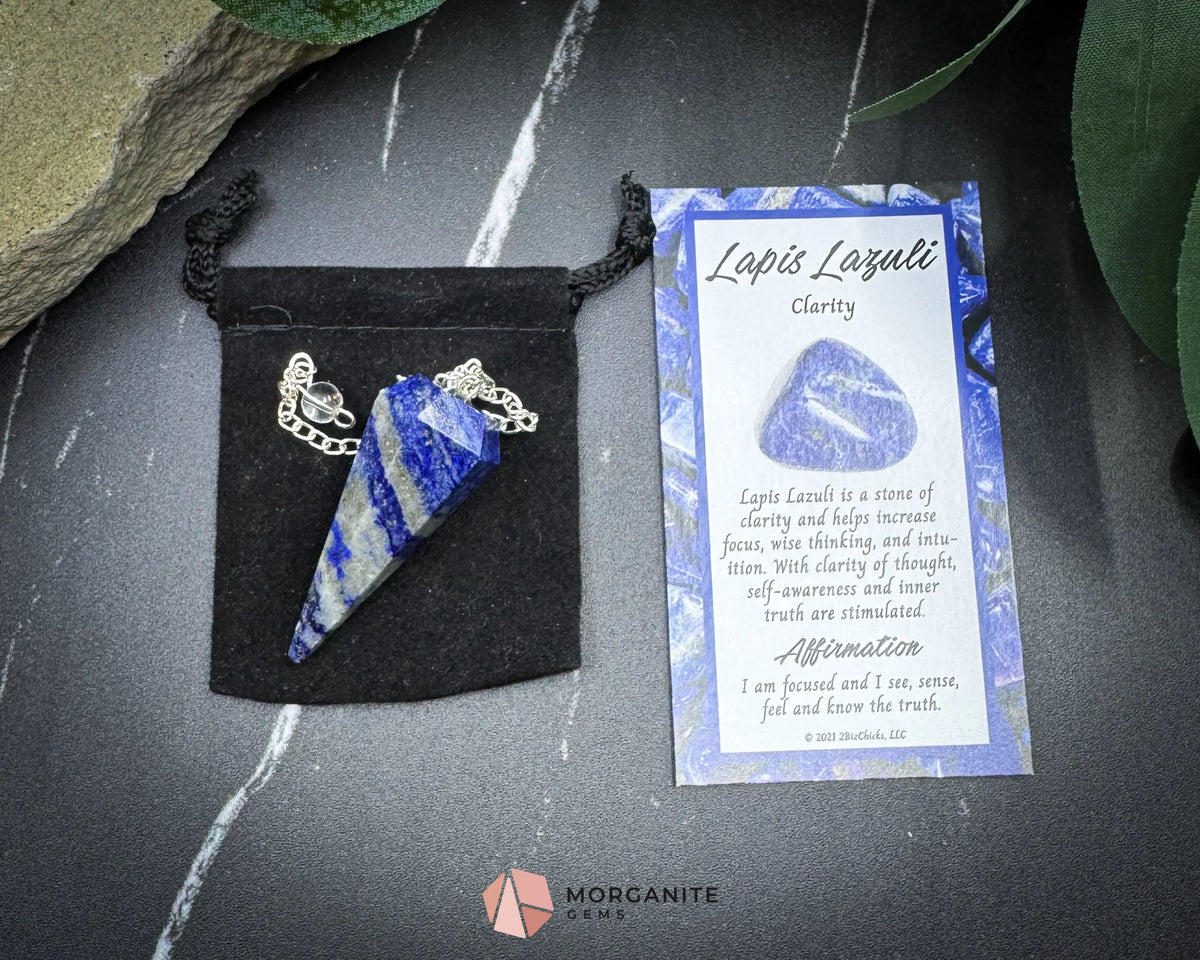 Leo Pendulum Set – Astrology Crystal Divination Kit with Zodiac Mat Gift Box & Confidence-Boosting Energy Tools - Lapis