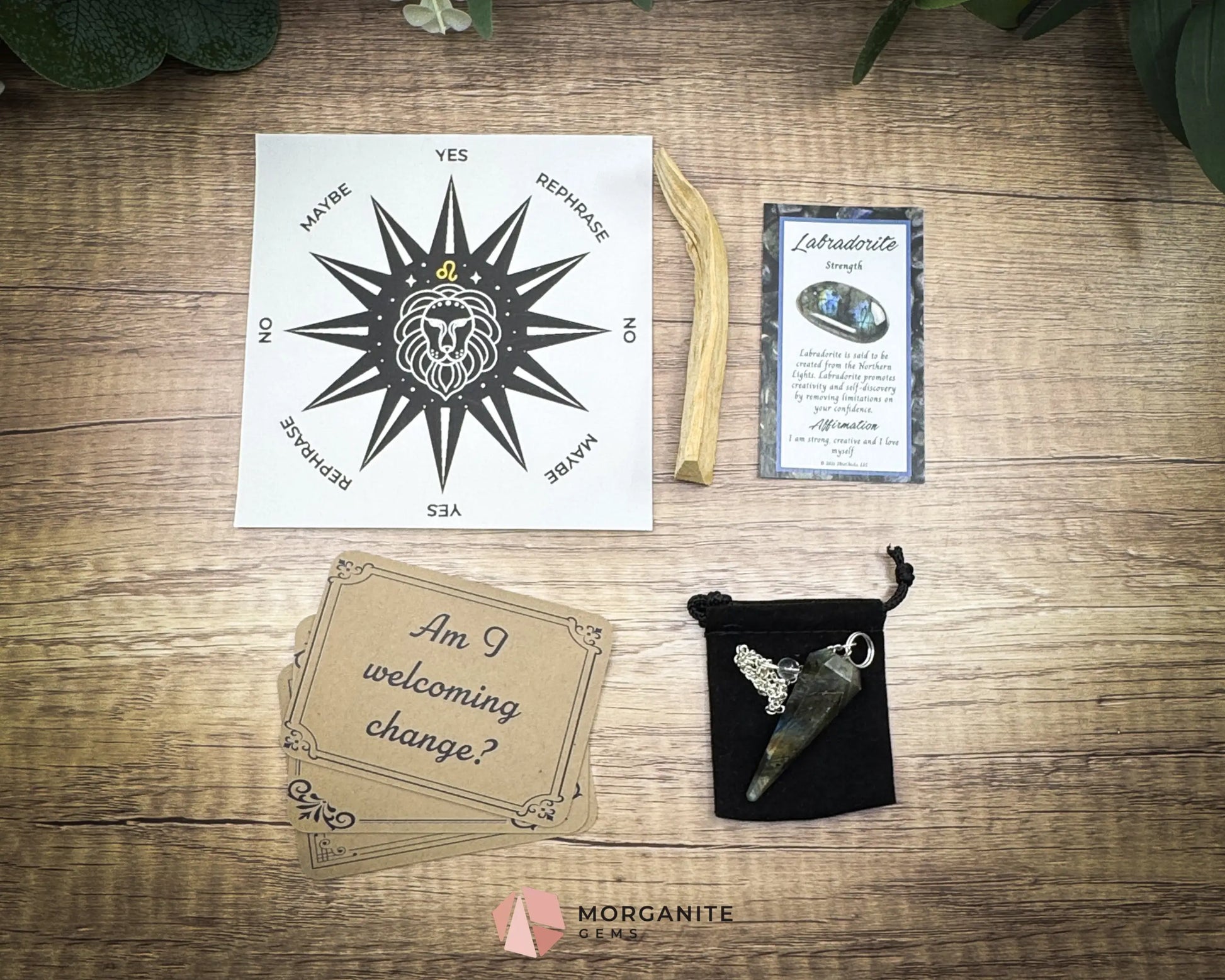 Leo Pendulum Set – Astrology Crystal Divination Kit with Zodiac Mat Gift Box & Confidence-Boosting Energy Tools