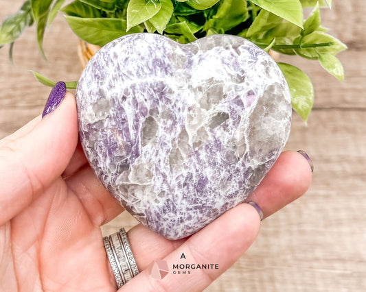 Lepidolite Heart Crystals – Soothing and Calming Stones for Emotional Balance and Stress Relief-Morganite Gems