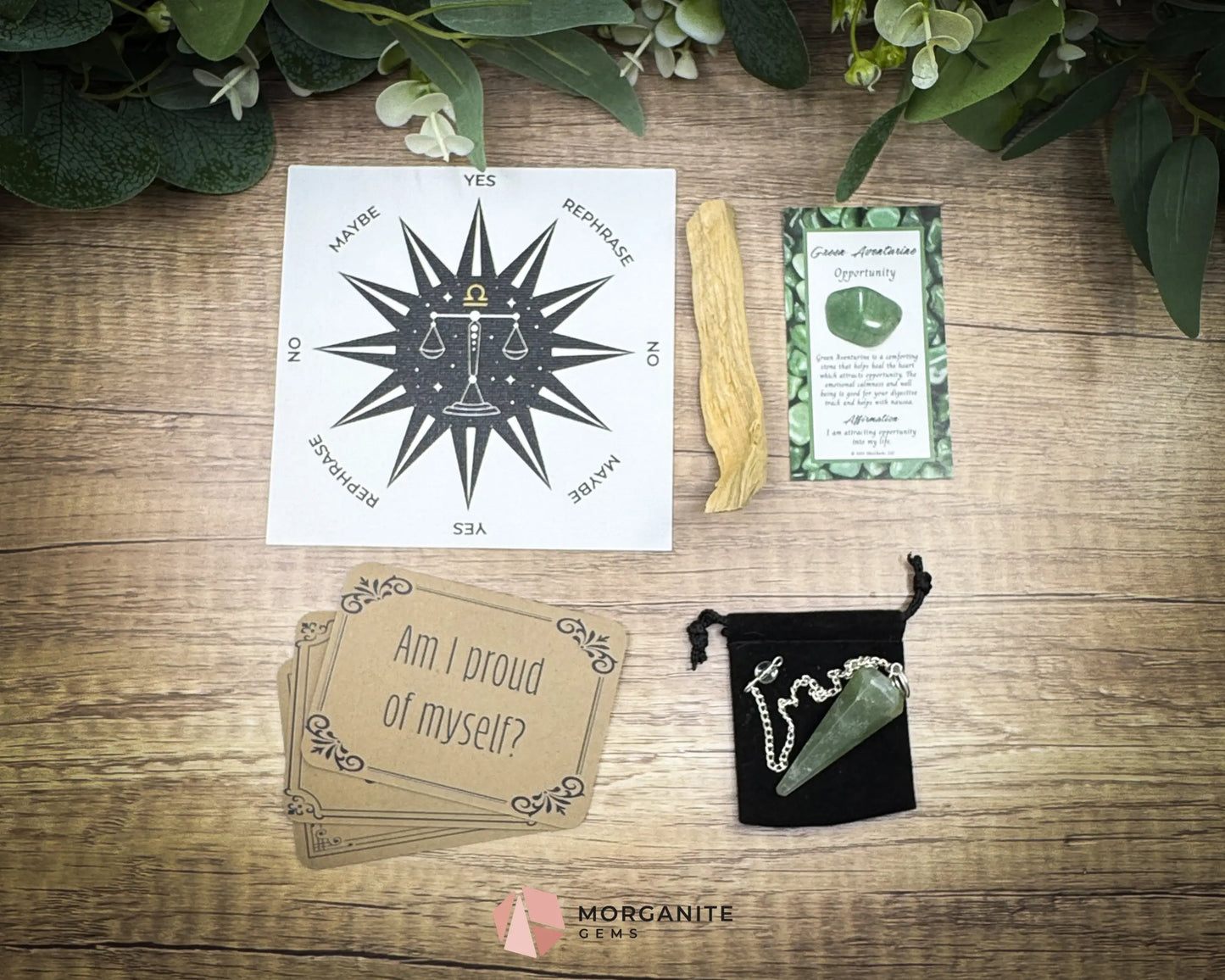 Libra Pendulum Set – Crystal Divination Kit with Zodiac Mat Gift Box & Energy Tools for Balance & Clarity