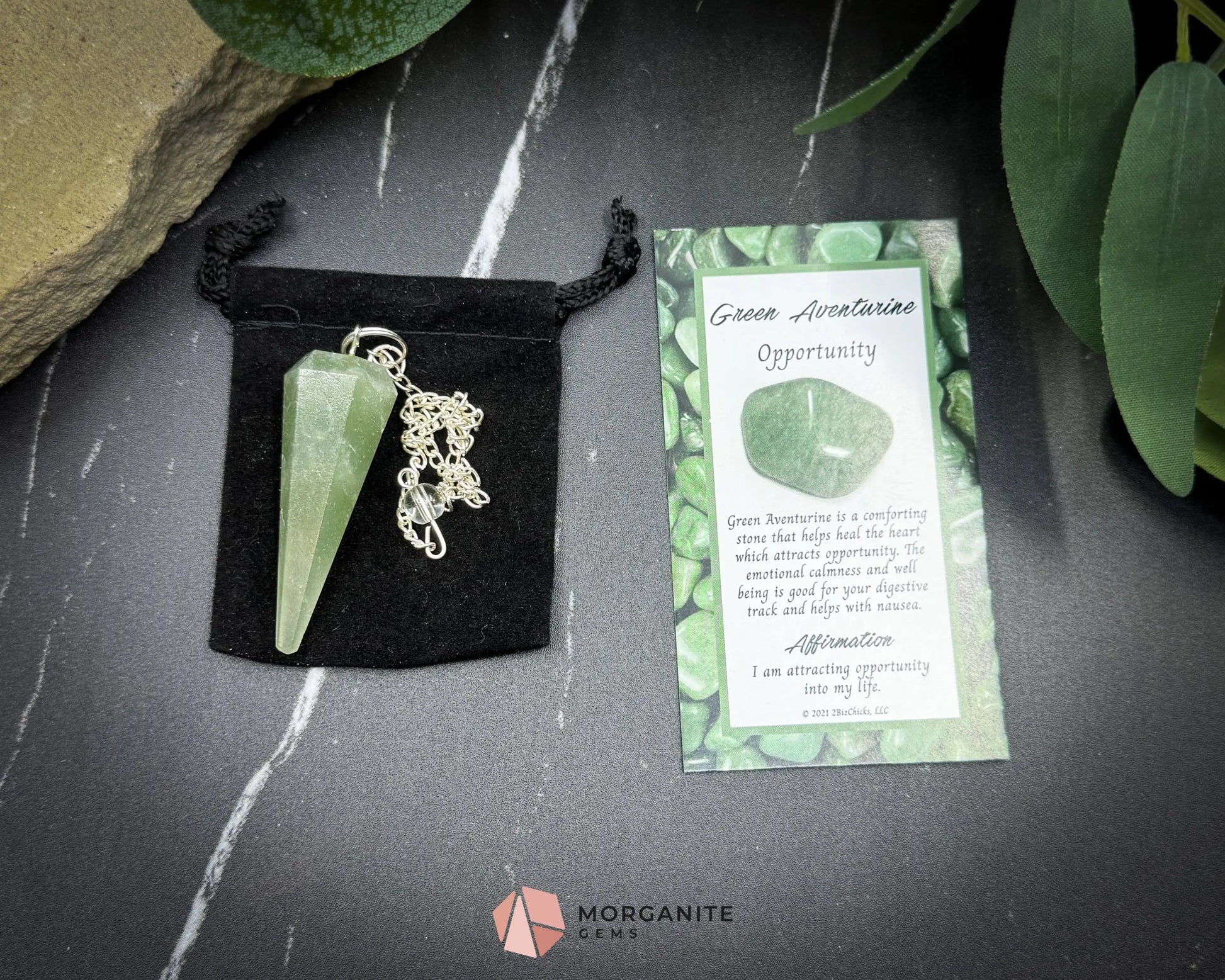 Libra Pendulum Set – Crystal Divination Kit with Zodiac Mat Gift Box & Energy Tools for Balance & Clarity - Green