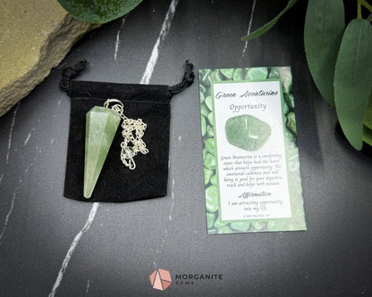 Libra Pendulum Set – Crystal Divination Kit with Zodiac Mat Gift Box & Energy Tools for Balance & Clarity - Green