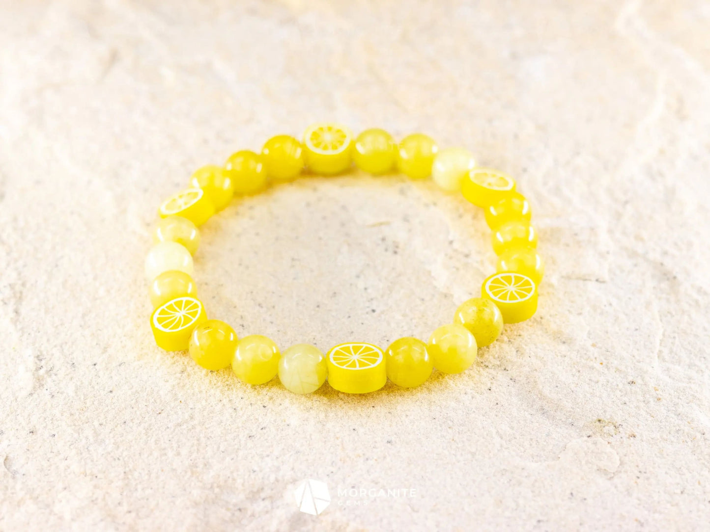 Luminous Optimism: Lemon Jade Bracelet for Positive Energy-Morganite Gems