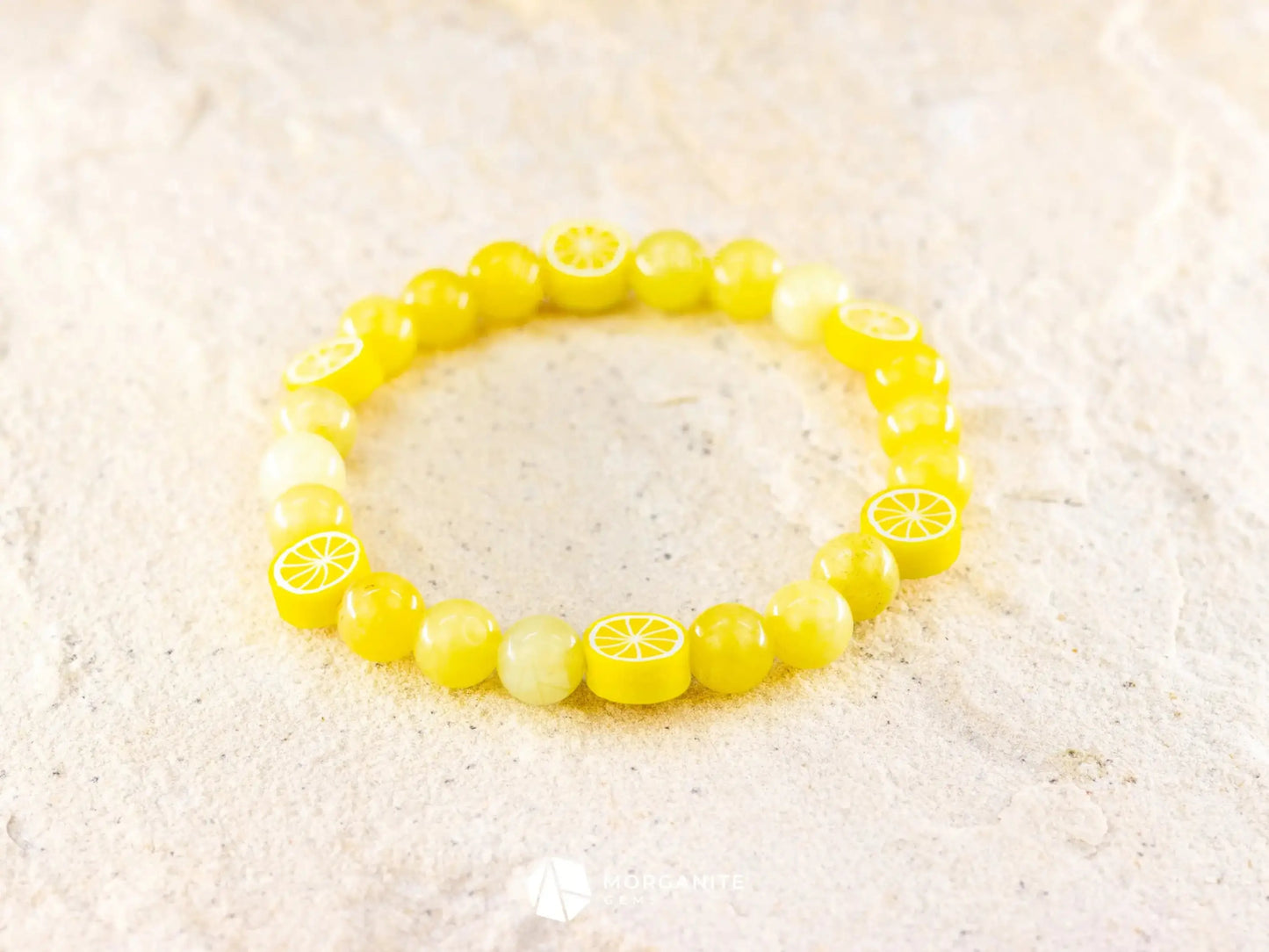 Luminous Optimism: Lemon Jade Bracelet for Positive Energy-Morganite Gems