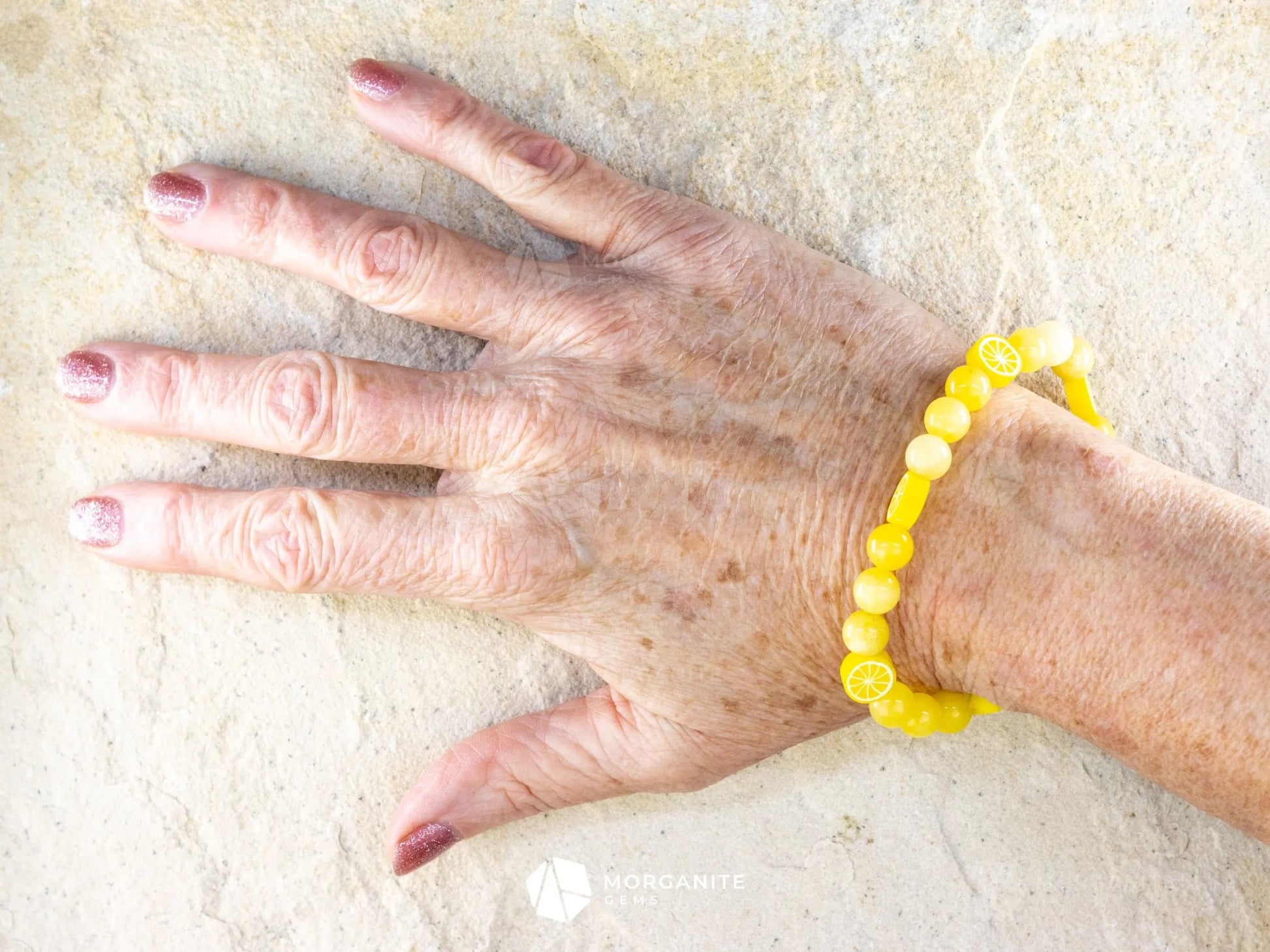 Luminous Optimism: Lemon Jade Bracelet for Positive Energy-Morganite Gems