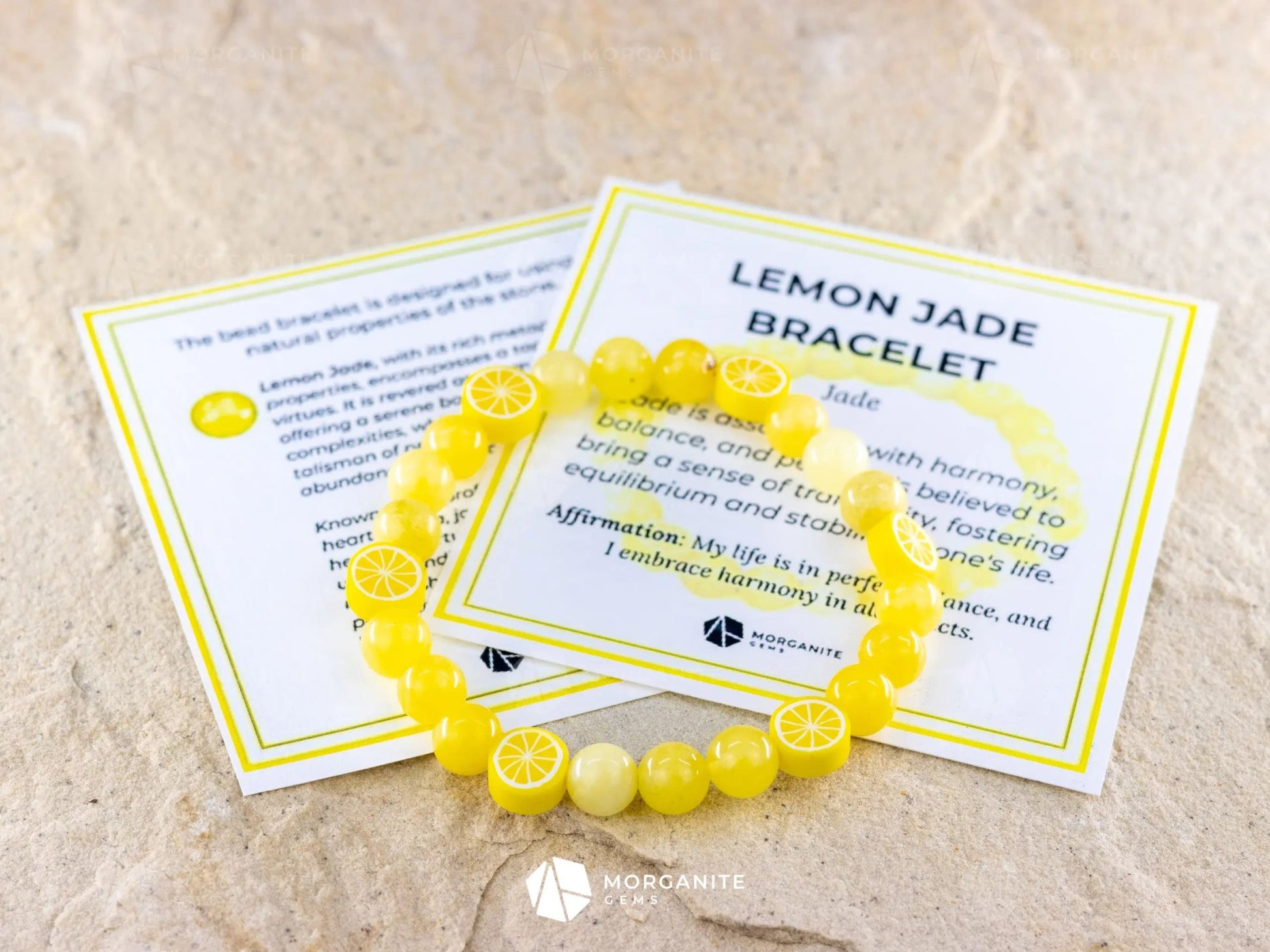 Luminous Optimism: Lemon Jade Bracelet for Positive Energy-Morganite Gems