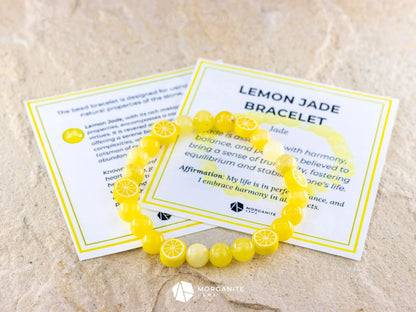 Luminous Optimism: Lemon Jade Bracelet for Positive Energy-Morganite Gems