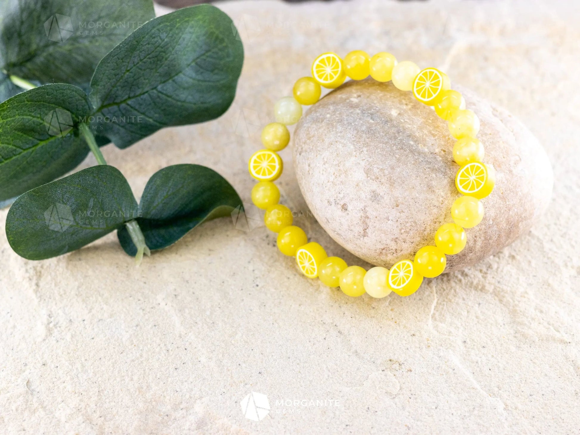 Luminous Optimism: Lemon Jade Bracelet for Positive Energy-Morganite Gems