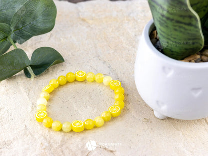 Luminous Optimism: Lemon Jade Bracelet for Positive Energy-Morganite Gems