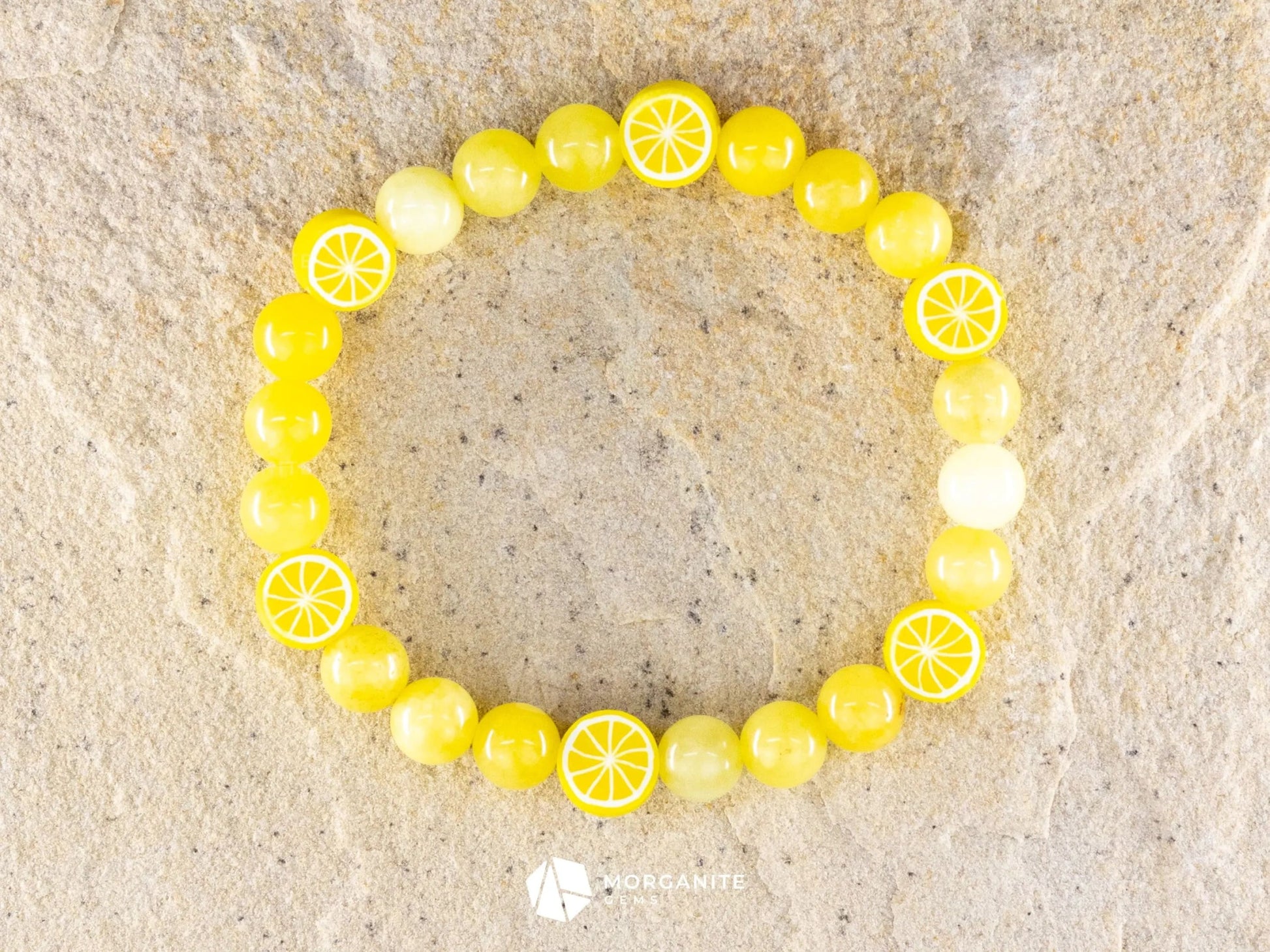 Luminous Optimism: Lemon Jade Bracelet for Positive Energy-Morganite Gems