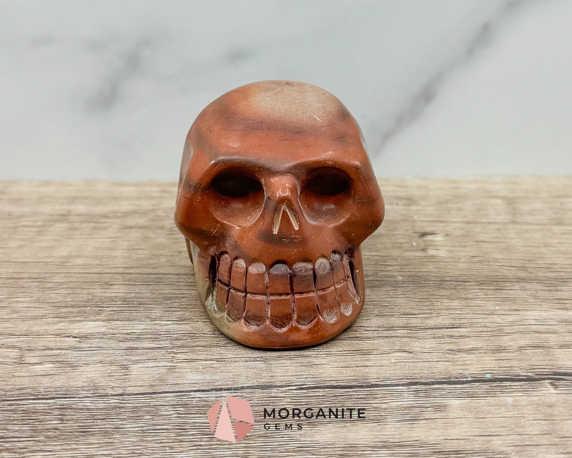 Matte Red Jasper Skull – Grounding & Protective Crystal Sculpture for Strength and Stability-Morganite Gems