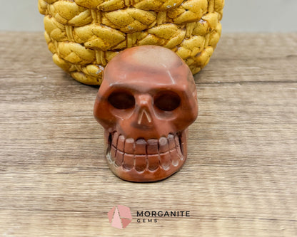 Matte Red Jasper Skull – Grounding & Protective Crystal Sculpture for Strength and Stability-Morganite Gems