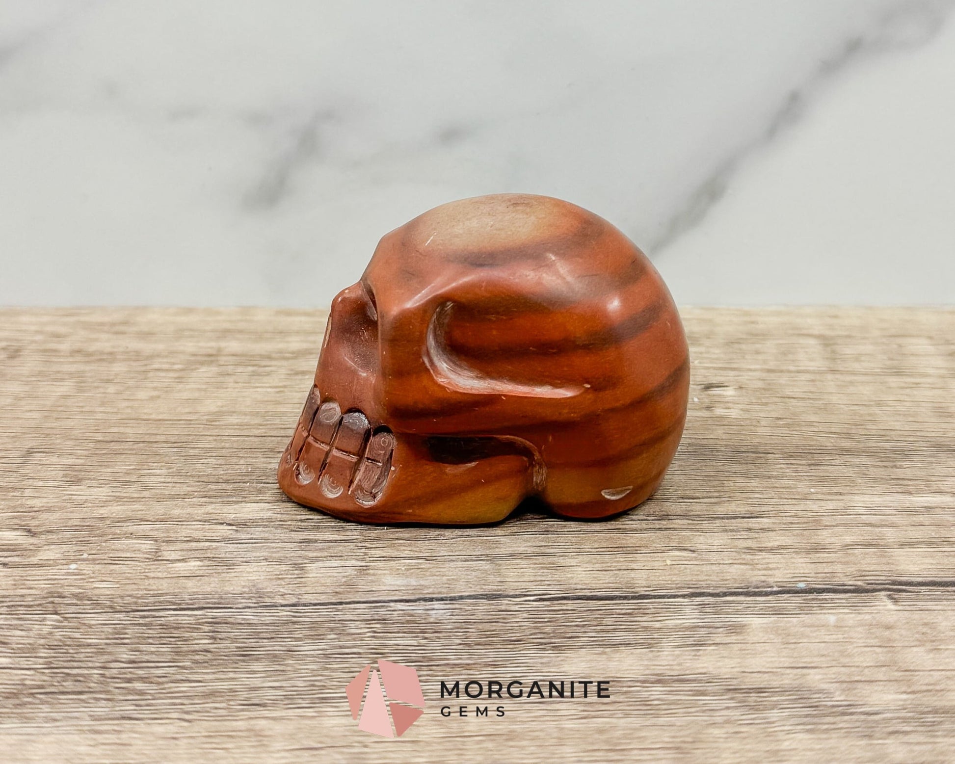 Matte Red Jasper Skull – Grounding & Protective Crystal Sculpture for Strength and Stability-Morganite Gems