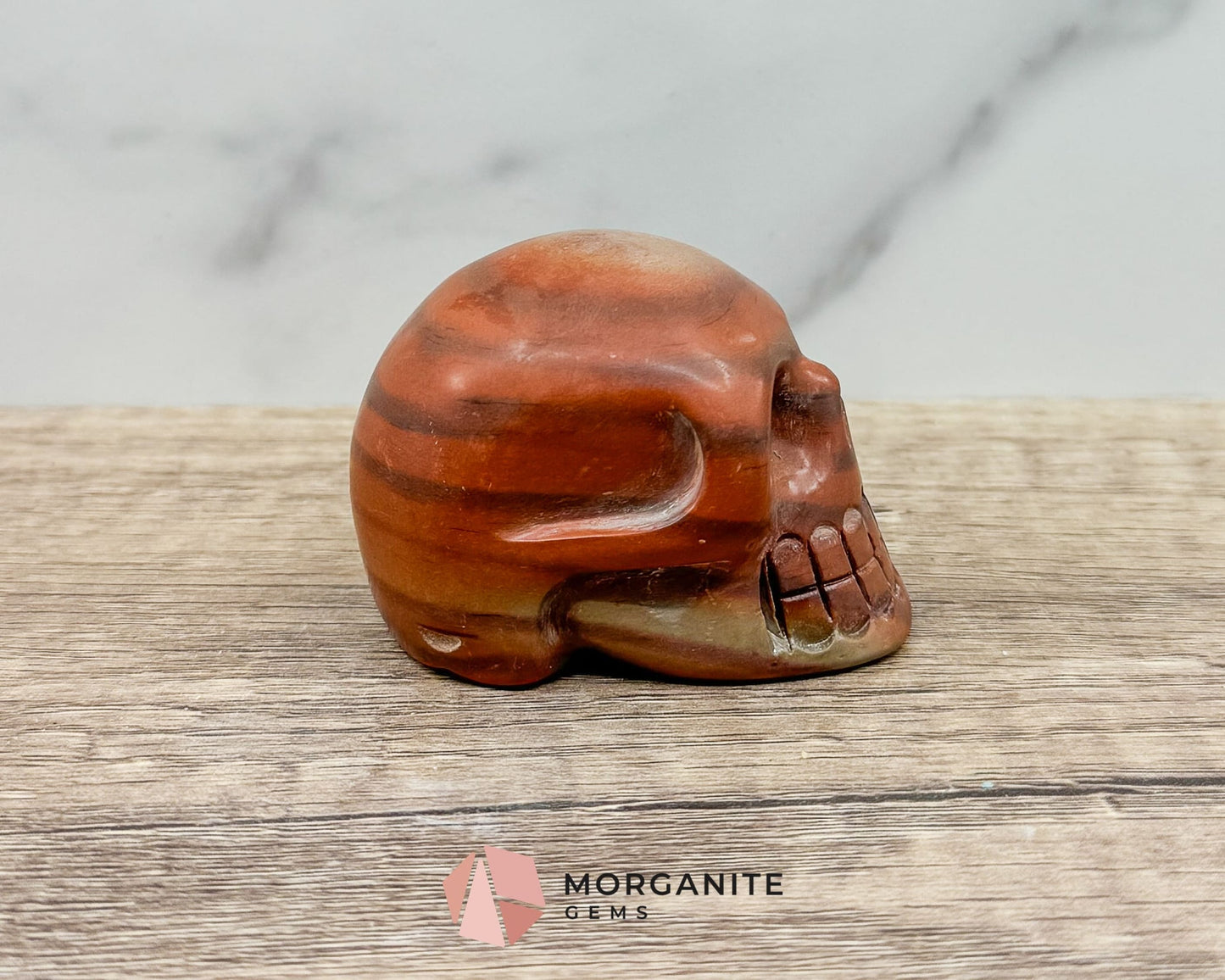 Matte Red Jasper Skull – Grounding & Protective Crystal Sculpture for Strength and Stability-Morganite Gems