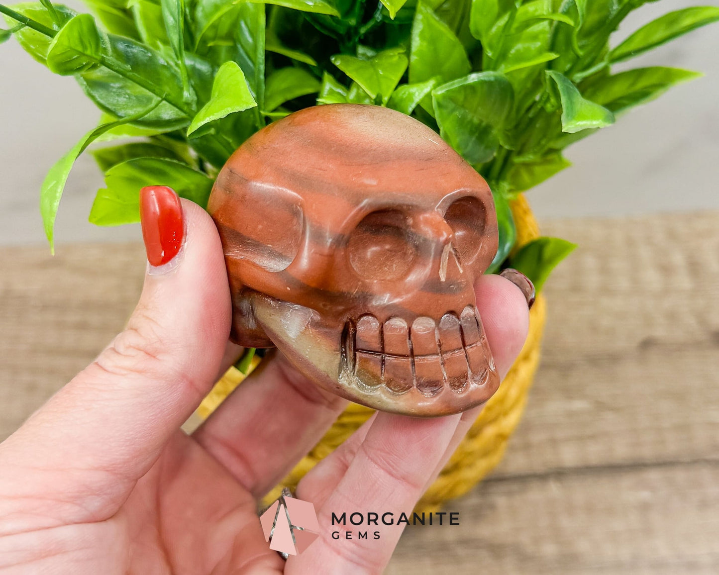 Matte Red Jasper Skull – Grounding & Protective Crystal Sculpture for Strength and Stability-Morganite Gems