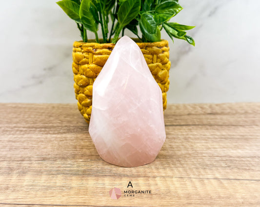 Medium Rose Quartz Flame – Handcrafted Crystal of Love and Serenity-Morganite Gems