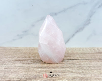 Medium Rose Quartz Flame – Handcrafted Crystal of Love and Serenity-Morganite Gems