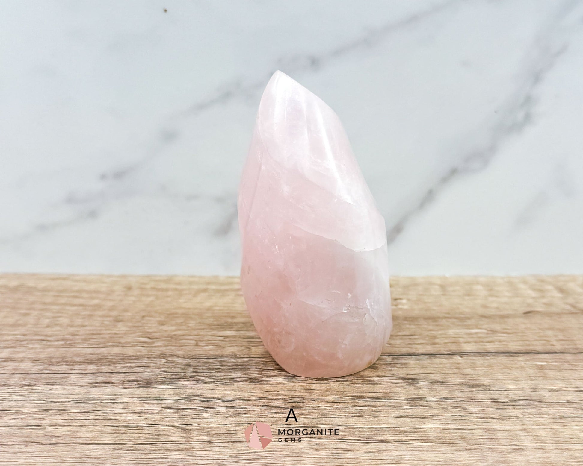 Medium Rose Quartz Flame – Handcrafted Crystal of Love and Serenity-Morganite Gems