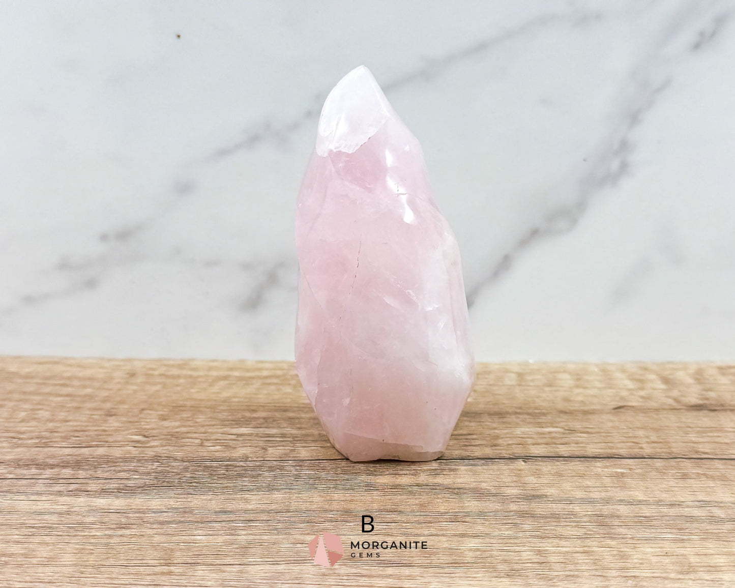 Medium Rose Quartz Flame – Handcrafted Crystal of Love and Serenity-Morganite Gems