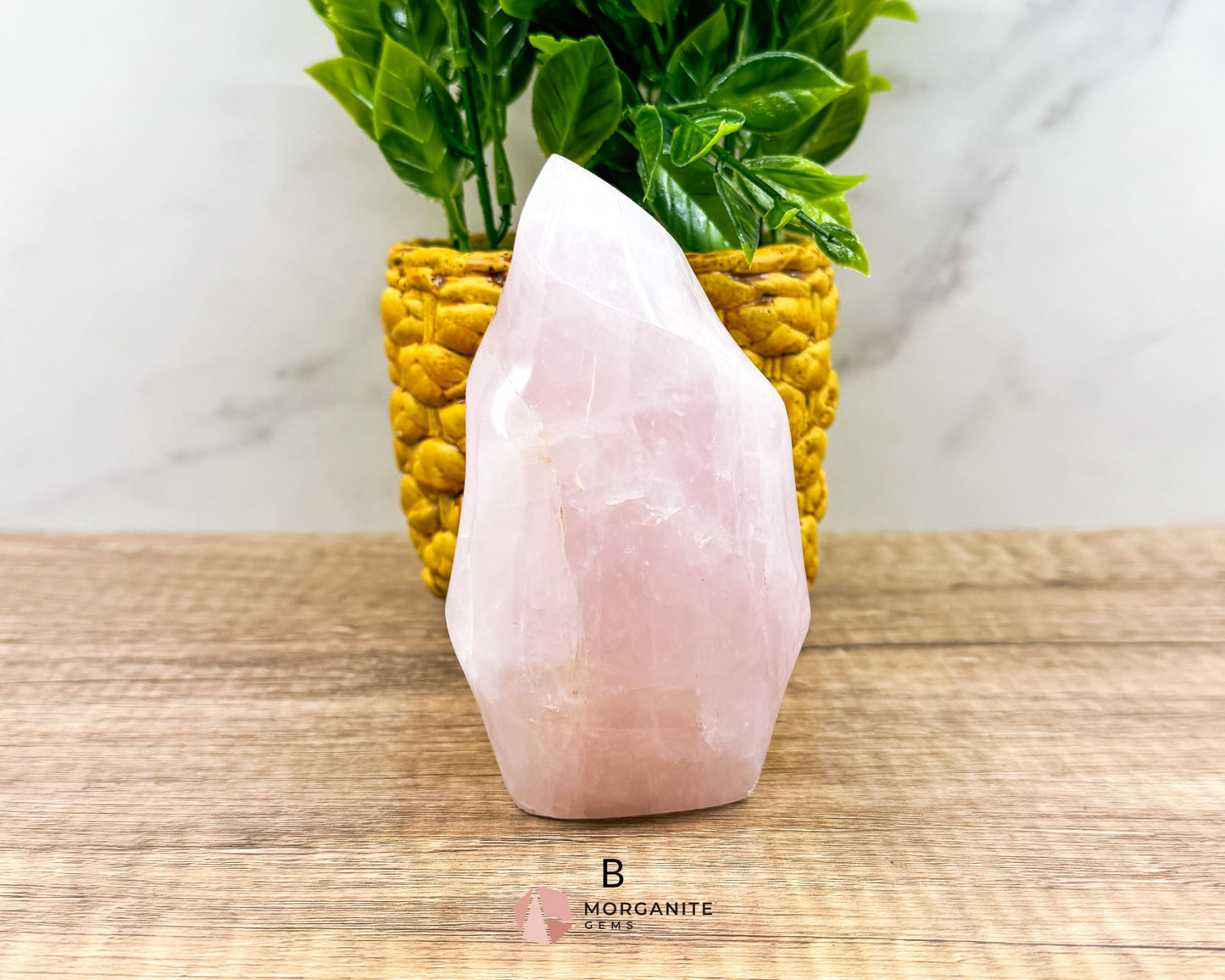 Medium Rose Quartz Flame – Handcrafted Crystal of Love and Serenity-Morganite Gems