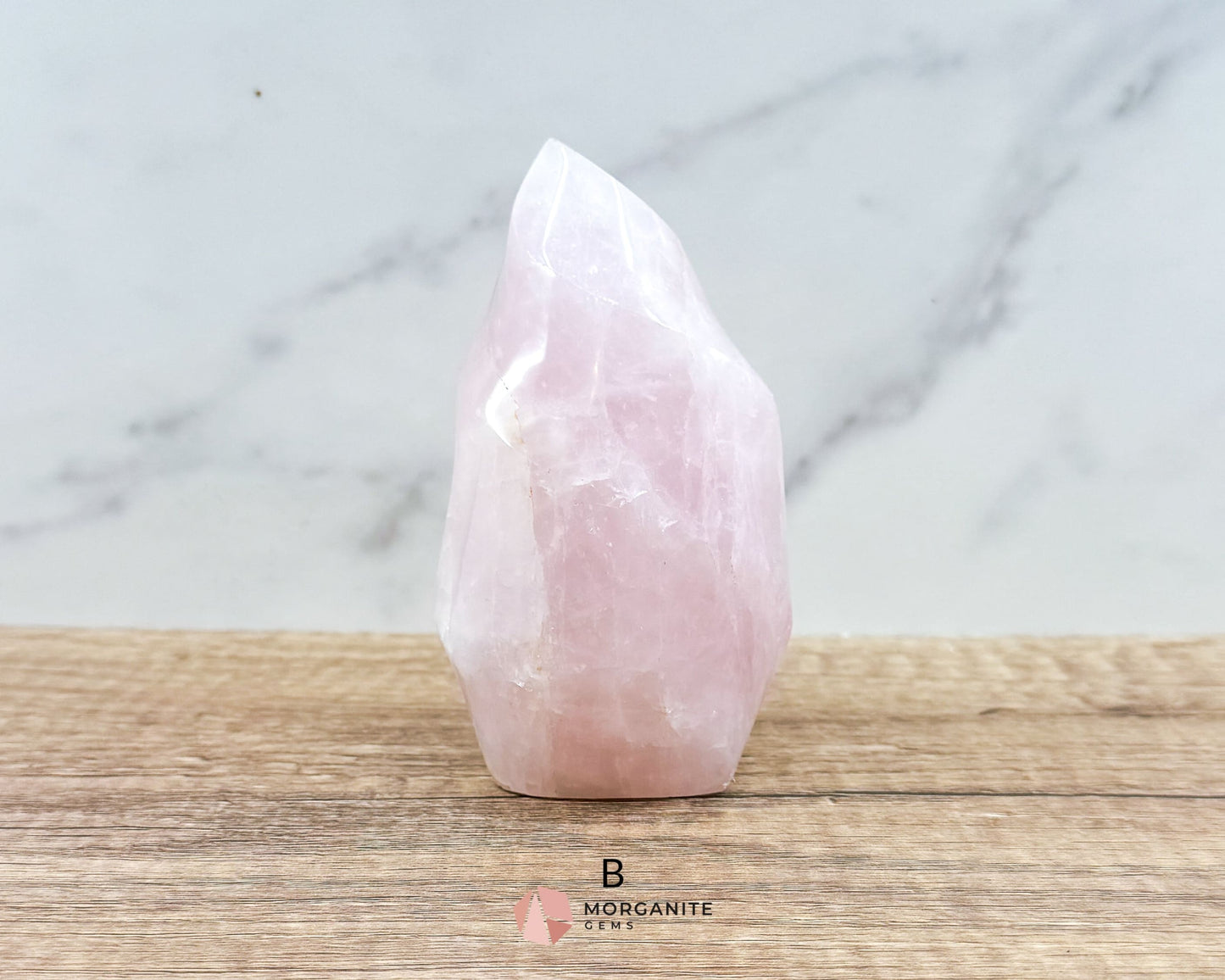 Medium Rose Quartz Flame – Handcrafted Crystal of Love and Serenity-Morganite Gems