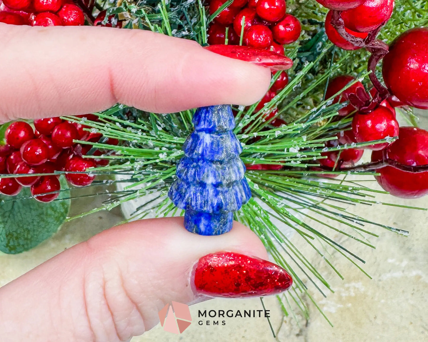 Mini Crystal Christmas Tree Carving (1 inch) - Holiday Metaphysical Decor - Choose from 7 Stones! - Metaphysical