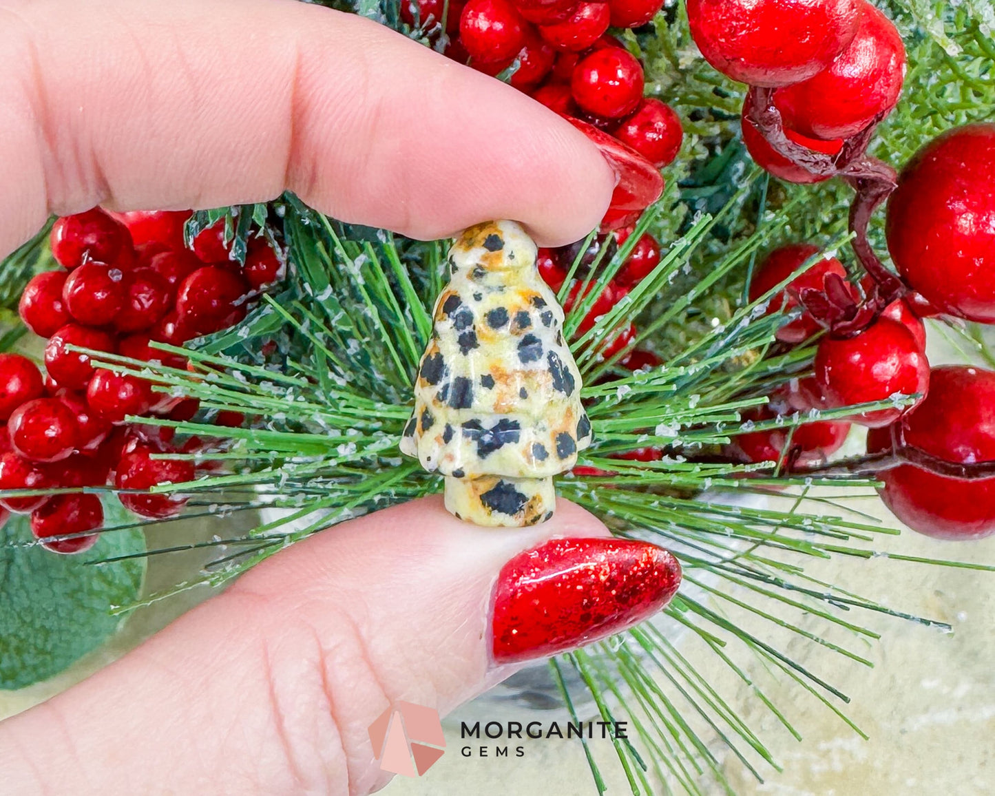 Mini Crystal Christmas Tree Carving (1 inch) - Holiday Metaphysical Decor - Choose from 7 Stones! - Metaphysical