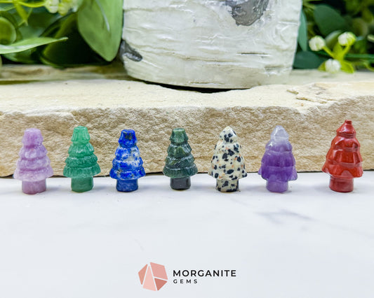 Mini Crystal Christmas Tree Carving (1 inch) - Holiday Metaphysical Decor - Choose from 7 Stones! - Metaphysical