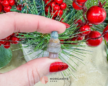 Mini Crystal Christmas Tree Carving (1 inch) - Holiday Metaphysical Decor - Choose from 7 Stones! - Metaphysical