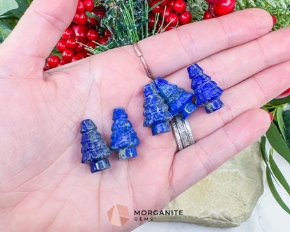 Mini Crystal Christmas Tree Carving (1 inch) - Holiday Metaphysical Decor - Choose from 7 Stones! - Lapis Lazuli