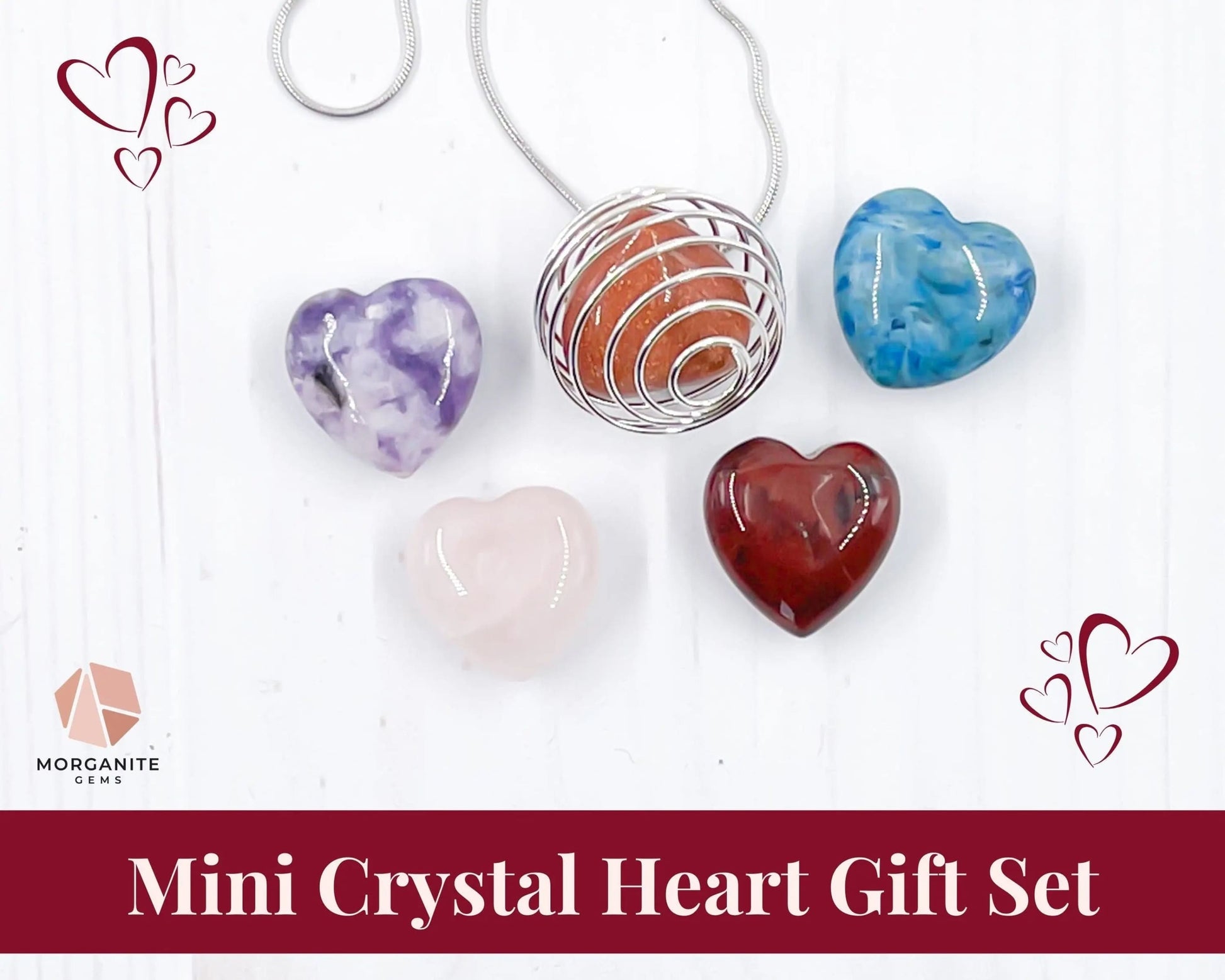 Mini Crystal Heart Valentine Gift Set-Morganite Gems