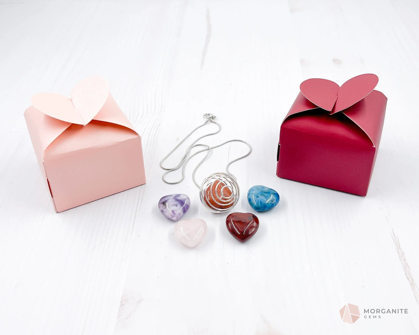 Mini Crystal Heart Valentine Gift Set-Morganite Gems