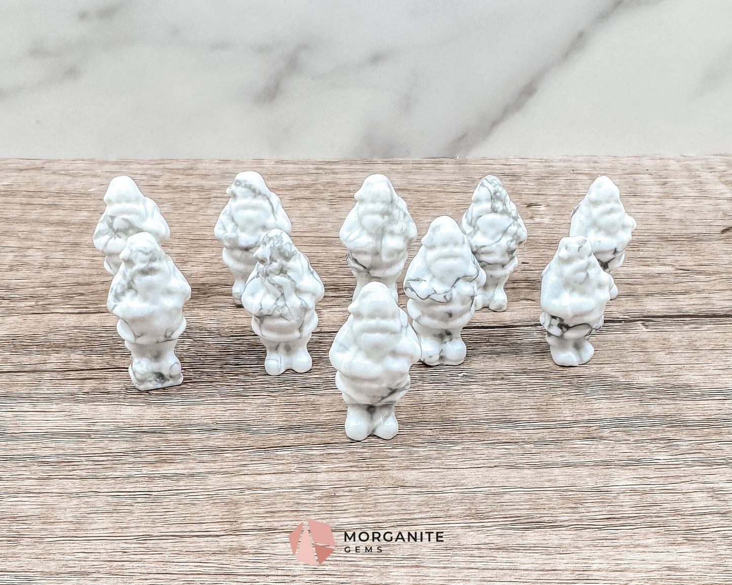 Mini Howlite Santa Crystal Carving – Handcrafted Festive Charm-Morganite Gems