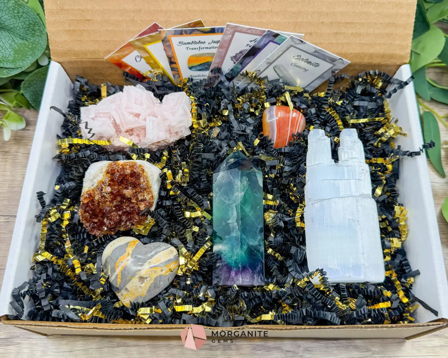 Crystal Subscription Box with Fluorite, Citrine, Selenite
