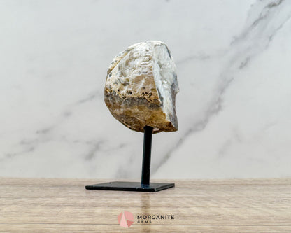 Moon Sliced Geode on Metal Stand – Polished Natural Crystal Display - Metaphysical Crystals