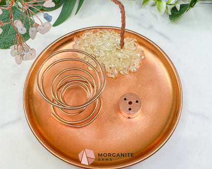 Morganite Gemstone Tree Incense Holder – Rose Gold Smudge Stick Station for Heart Healing & Compassion - Incense
