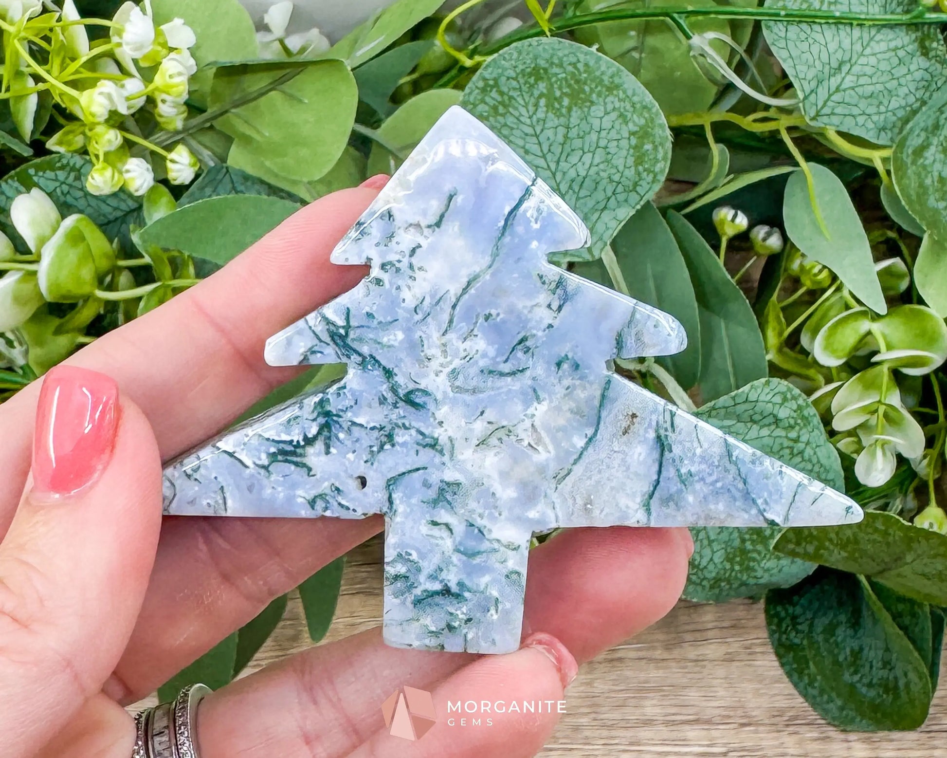 Moss Agate Tree Carving No. 12 | Self-Standing Crystal for Grounding Nature Connection & Healing - Metaphysical Crystals