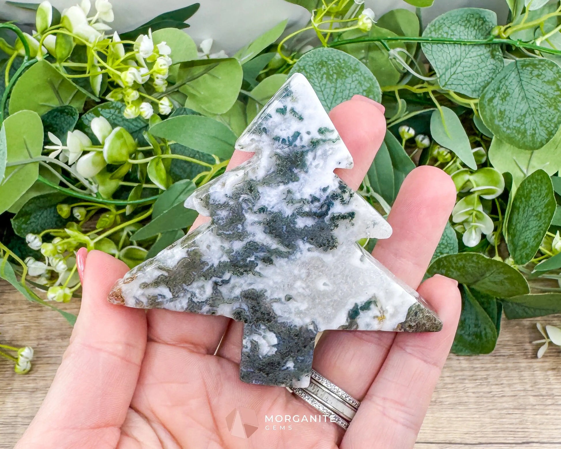 Moss Agate Tree Carving No. 11 | Self-Standing Crystal for Grounding Nature Connection & Healing - Metaphysical Crystals