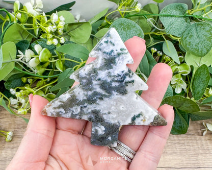 Moss Agate Tree Carving No. 11 | Self-Standing Crystal for Grounding Nature Connection & Healing - Metaphysical Crystals