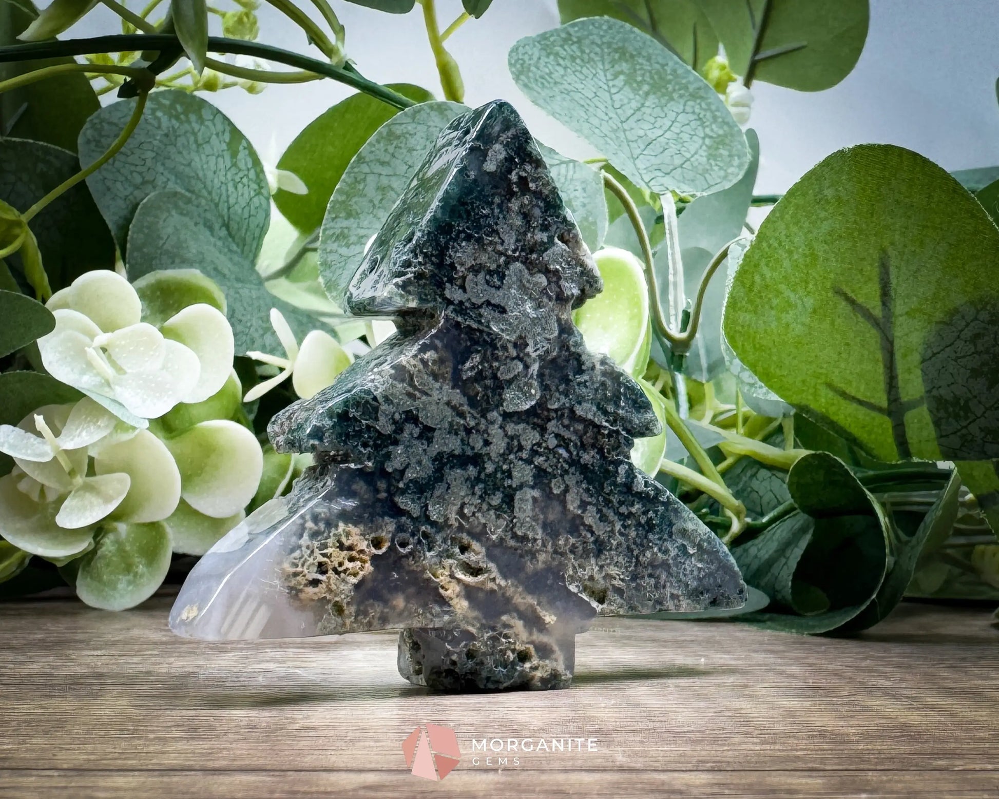 Moss Agate Tree Carving No. 3 | Self-Standing Crystal for Grounding Nature Connection & Healing - Metaphysical Crystals