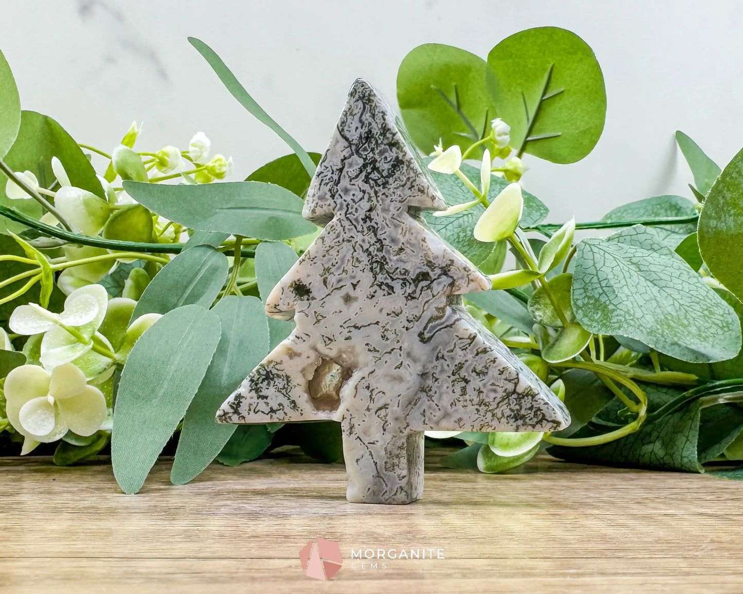 Moss Agate Tree Carving No. 7 | Self-Standing Crystal for Grounding Nature Connection & Healing - Metaphysical Crystals