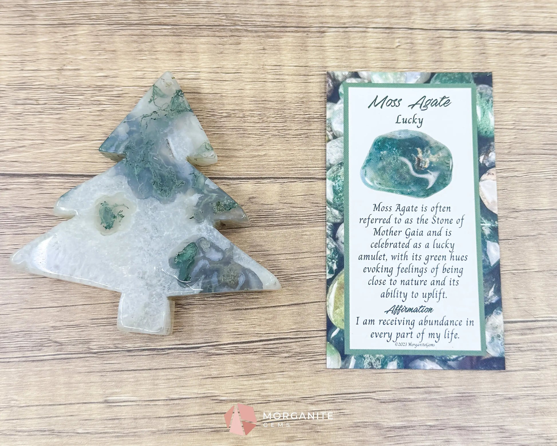 Moss Agate Tree Carving No. 10 | Self-Standing Crystal for Grounding Nature Connection & Healing - Metaphysical Crystals