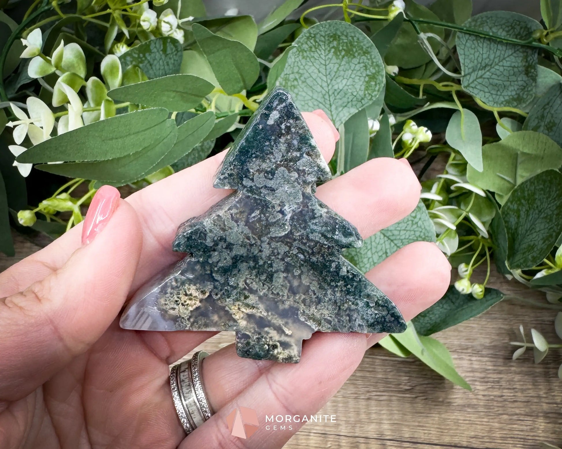 Moss Agate Tree Carving No. 3 | Self-Standing Crystal for Grounding Nature Connection & Healing - Metaphysical Crystals