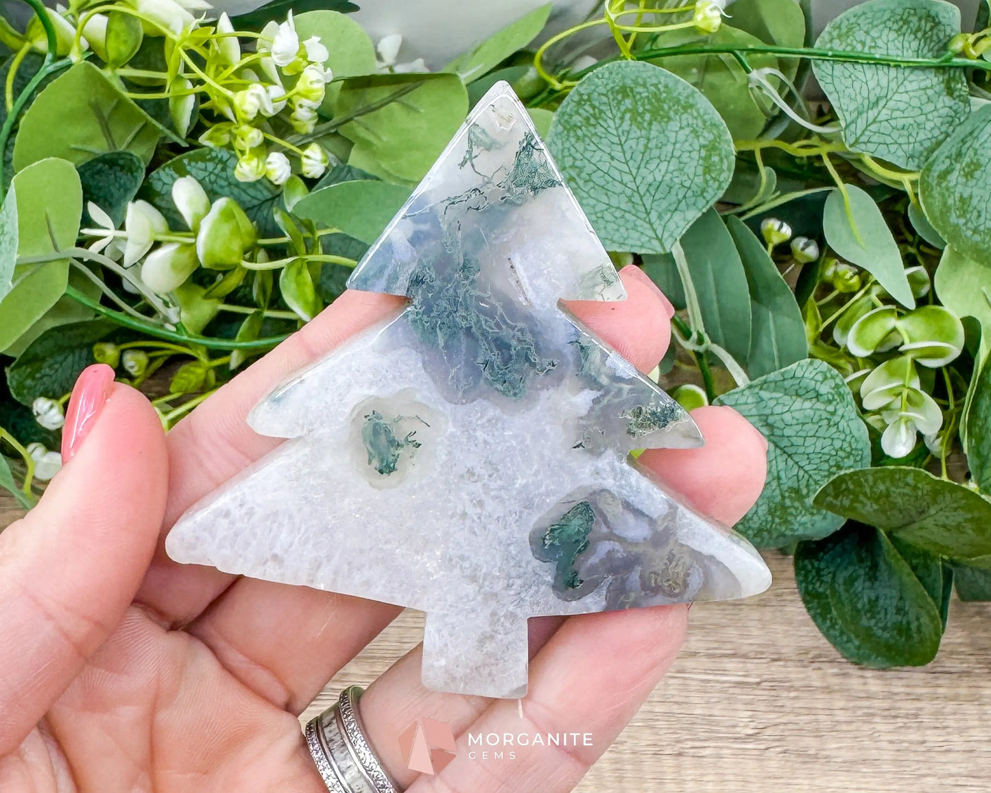 Moss Agate Tree Carving No. 10 | Self-Standing Crystal for Grounding Nature Connection & Healing - Metaphysical Crystals