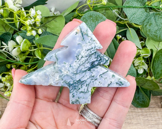 Moss Agate Tree Carving No. 12 | Self-Standing Crystal for Grounding Nature Connection & Healing - Metaphysical Crystals