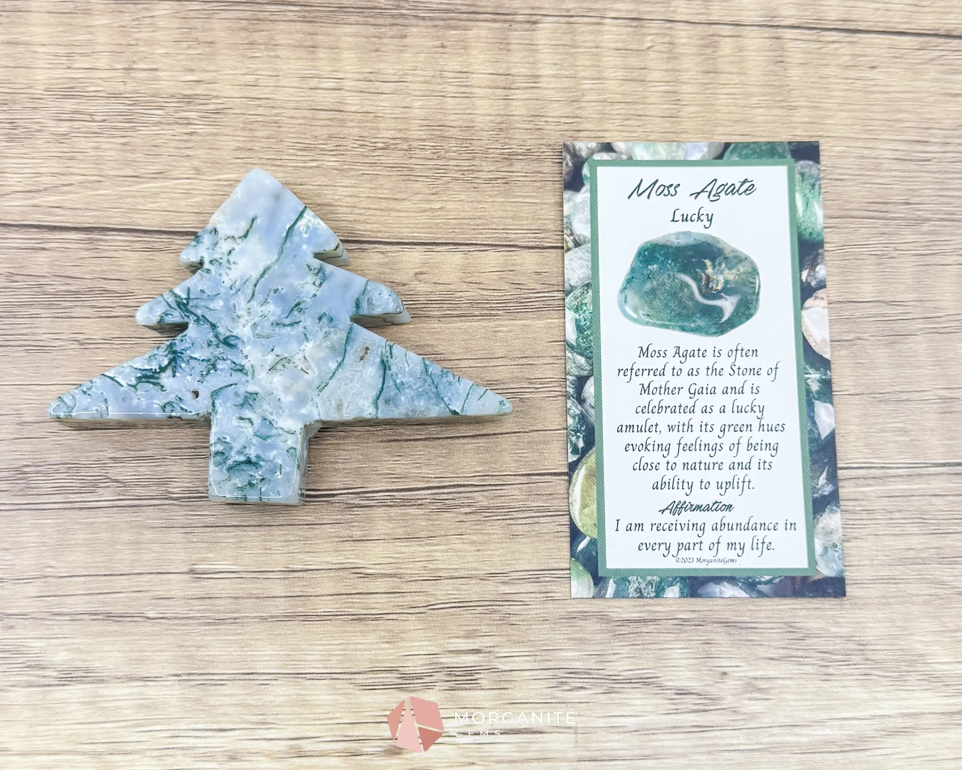 Moss Agate Tree Carving No. 12 | Self-Standing Crystal for Grounding Nature Connection & Healing - Metaphysical Crystals