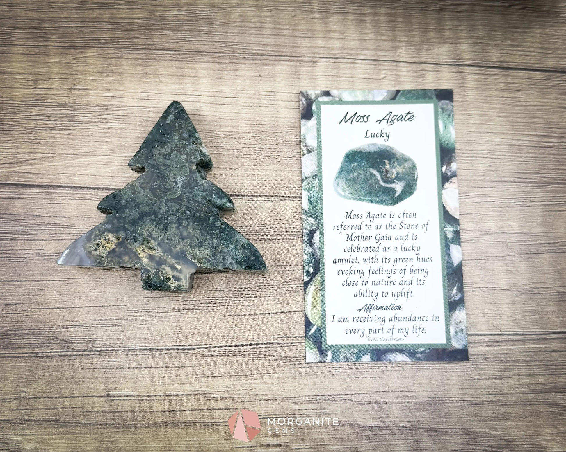 Moss Agate Tree Carving No. 3 | Self-Standing Crystal for Grounding Nature Connection & Healing - Metaphysical Crystals